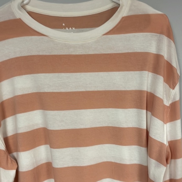 A New Day Women's long sleeve Tee, wide apricot & Cream stripes, soft  XL - Picture 4 of 6